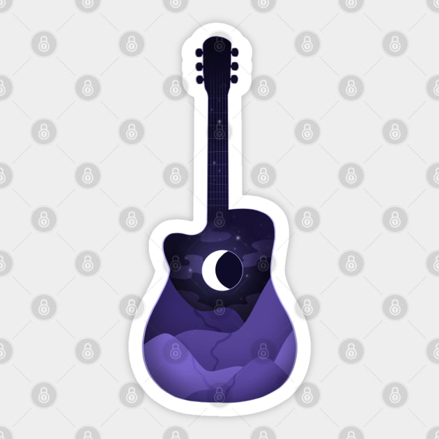 Moon Guitar Sticker by heysoleilart